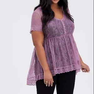 torrid Lavender Lace Peplum Babydoll Top